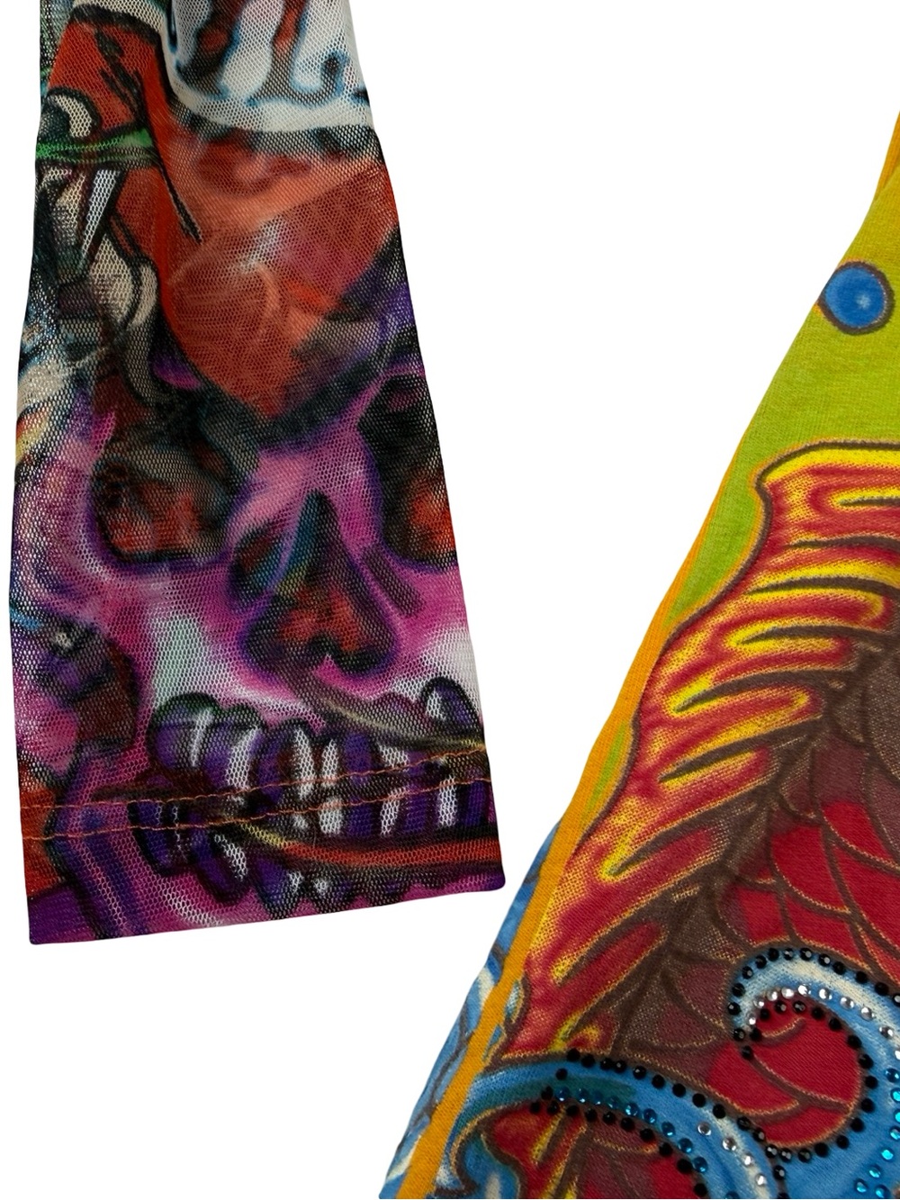 ED HARDY TATTOO SHEER MESH SLEEVE~KOI FISH~YELLOW COTTON SHIRT TOP USA Small - Picture 4 of 9